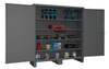 Extra Heavy Duty Cabinet, 12 Gauge, 72 x 24 x 78, 4 Adjustable Shelves, Recessed Doors, Cast Iron Pad-lockable Handle, Gray