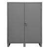 Wardrobe Cabinet, 12 Gauge, 60 x 24 x 78, 1 Fixed Shelf, 4 Adjustable Shelves, Hanger Bar, Recessed Doors, Cast Iron Pad-lockable Handle, Gray