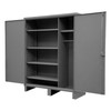 Wardrobe Cabinet, 12 Gauge, 60 x 24 x 78, 1 Fixed Shelf, 4 Adjustable Shelves, Hanger Bar, Recessed Doors, Cast Iron Pad-lockable Handle, Gray