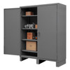 Wardrobe Cabinet, 12 Gauge, 60 x 24 x 78, 1 Fixed Shelf, 4 Adjustable Shelves, Hanger Bar, Recessed Doors, Cast Iron Pad-lockable Handle, Gray
