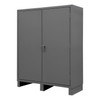 Wardrobe Cabinet, 12 Gauge, 60 x 24 x 78, 1 Fixed Shelf, 4 Adjustable Shelves, Hanger Bar, Recessed Doors, Cast Iron Pad-lockable Handle, Gray