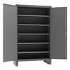 Heavy Duty Cabinet, 14 Gauge, 48 x 24 x 78, 5 Adjustable Shelves, Flush Doors, Lockable, Chrome Handle with Keys, Gray