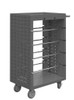 Mobile Wire Spool Cart With 5" x 1-1/4" Polyurethane Casters, (2) Rigid And (2) Swivel With Side Brakes, 8 Wire Rods, 2 Louvered Panels On Sides For Optional Hook-On-Bins And Tubular Push Handle, Gray