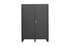 Heavy Duty Cabinet, 14 Gauge, 60 x 24 x 84, Flush Doors with Louvered Panel, Cast Iron Pad-lockable Handle, Gray