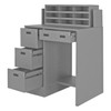 Stationary File Workstation And Stand Up Desk, 1 Shelf, 2 File Drawers, 2 Storage Drawers And A Horizontal Literature Rack With 9 Compartments, Gray