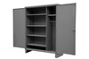 Wardrobe Cabinet, 12 Gauge, 36 x 24 x 78, 1 Fixed Shelf, 4 Adjustable Shelves, Hanger Bar, Recessed Doors, Cast Iron Pad-lockable Handle, Gray