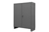 Wardrobe Cabinet, 12 Gauge, 36 x 24 x 78, 1 Fixed Shelf, 4 Adjustable Shelves, Hanger Bar, Recessed Doors, Cast Iron Pad-lockable Handle, Gray