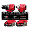 M18 18V Lith-Ion Brushless Cordless Compact Drill/Impact Combo Kit 2.0 Ah Batteries