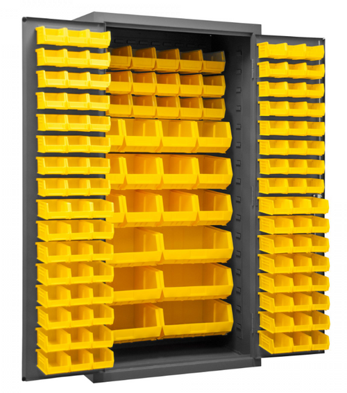 Cabinet, 14 Gauge, 132 Yellow Bins, 36 x 24 x 72, 3501-BDLP-132-95