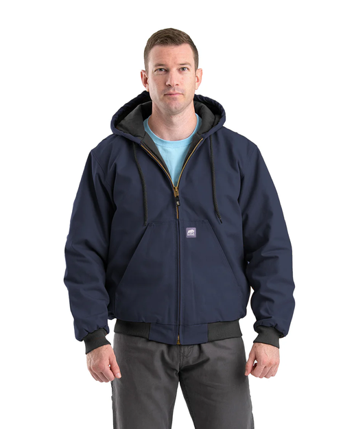 Jacket, Navy, Heritage Work, Full-Zip, Hooded, Berne with Logo