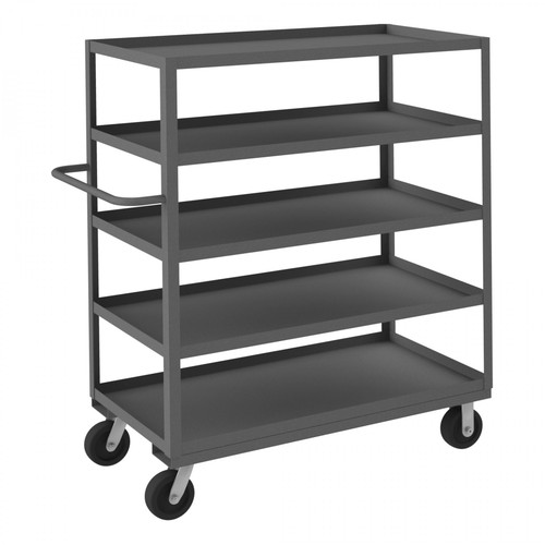 Cart, Steel, 3,000 lb Load Capacity, 5 Shelves, 54 1/4 in L, 24 1/4 in W, 60 in H, Flat Handle