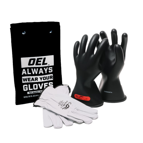 CLASS 0 RUBBER GLOVES 1000V-KITS - Black, 10-1000V