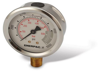 Hydraulic Pressure Gauge, 2.50 in. Face, Lower Mount, Glycerine Filled, 10,000 maximum psi