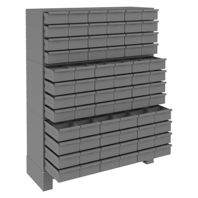 72 Drawers, 12-1/4" Deep, Steel Construction, For Small Part Storage, Gray