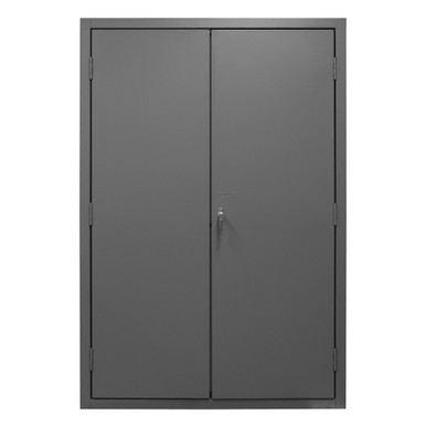 Cabinet, 16 Gauge, 48 x 24 x 72, 186 Blue Bins, Flush Doors with Louvered Panel, Lockable, Chrome Handle with Keys, Gray