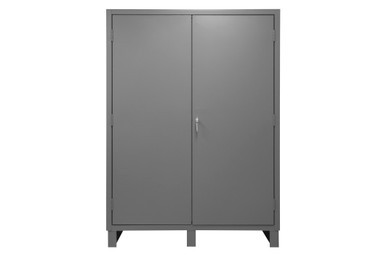 Cabinet, 16 Gauge, 60 x 24 x 84, 4 Adjustable Shelves, Flush Doors, Lockable, Chrome Handle with Keys, Gray