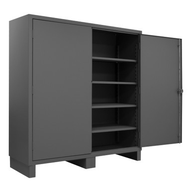 Extra Heavy Duty Cabinet, 12 Gauge, 72 x 24 x 78, 4 Adjustable Shelves, Recessed Doors, Cast Iron Pad-lockable Handle, Gray