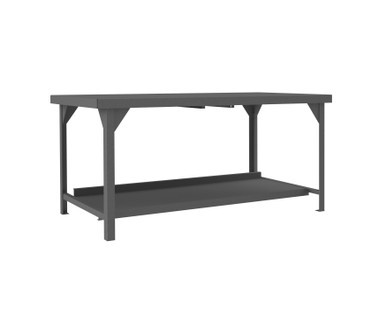 Extra Heavy Duty Workbench, 72 x 36, 3/16" Steel Top with Angle Iron Frame, Bottom Shelf with Back Stop, 12000 lbs. Capacity, Gray