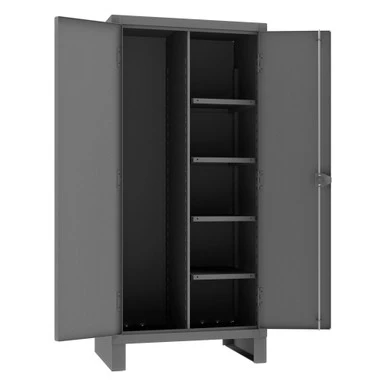 Maintenance Cabinet, 12 Gauge, 36 x 24 x 78, 4 Adjustable Shelves, Recessed Doors, Cast Iron Pad-lockable Handle, Gray