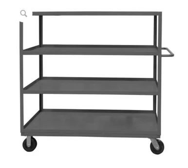 Stock Cart, 4 Shelves, 24 x 36, 14 Gauge, 3000 lbs. Capacity, 6 x 2 Phenolic Casters - (2) Rigid, (2) Swivel, Gray