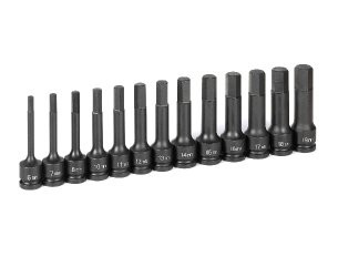 Hex Set, 1/2" Drive, Impact, 6-19mm, 13 Pieces, 4" Length