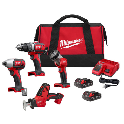 M18 18V Lithium-Ion Cordless Combo Tool Kit with Two 3.0Ah Batteries, 1-Charger, 1-Tool Bag (4-Tool)