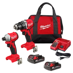 M18 18V Lith-Ion Brushless Cordless Compact Drill/Impact Combo Kit 2.0 Ah Batteries