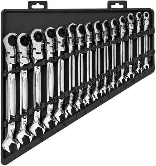 Combination Wrench Milwaukee Flex Head Ratcheting Metric Wrench Set - 15 PC 48-22-9513