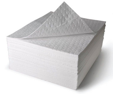 Oil Only Absorbent Pad, White, 15" X 18", 100/BALE
