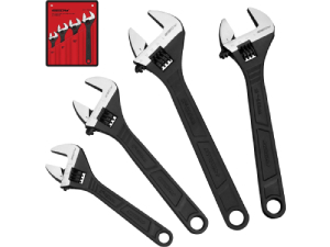 Adjustable Wrench Set Wrenches Sets: 4-Piece 6, 8, 10, 12 Inch-Black Oxide