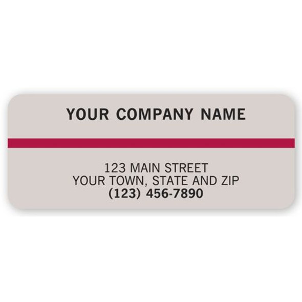 Advertising Labels, Gray with Maroon Stripe