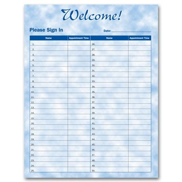 Patient Sign-In Sheet, Bright Skies Design