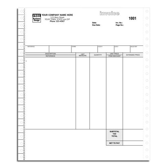 Classic Continuous Service Invoice