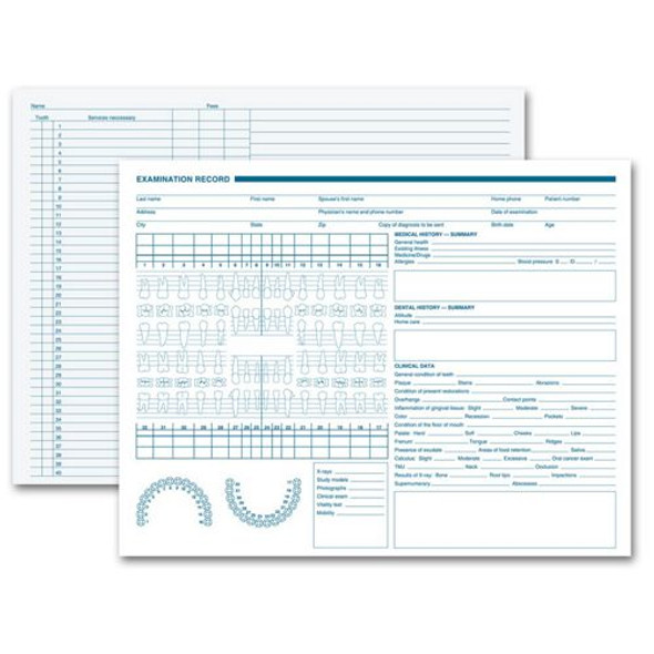 Dental Exam Record, Anatomic Diagrams, Horizontal Format