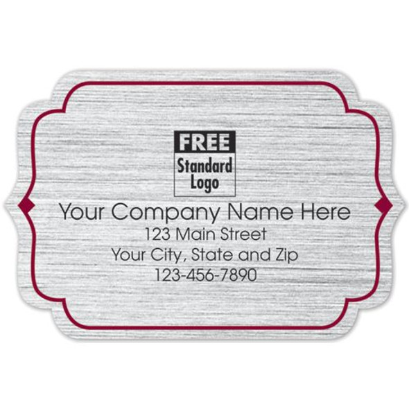 Bracket Label on Brushed Silver Poly w/Red Trim 3x2
