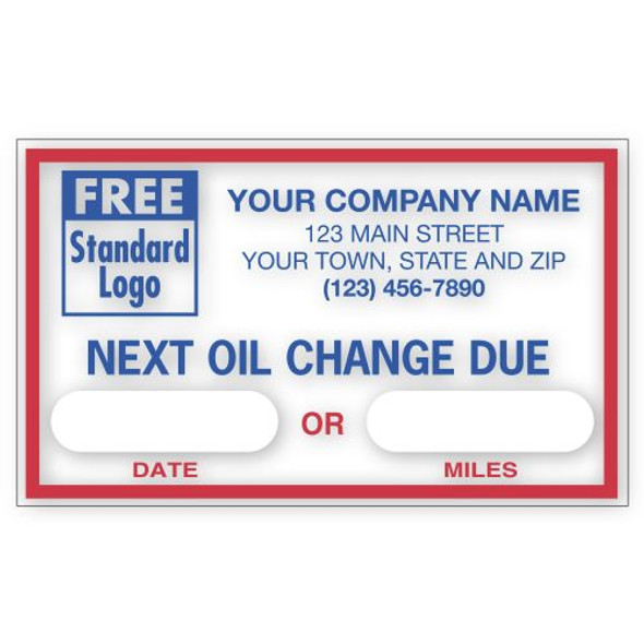 Removable Adhesive Windshield Labels, "Next Oil Change Due"
