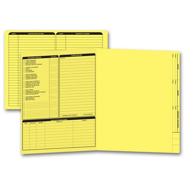 Real Estate Folder, Left Panel List, Letter Size, Yellow