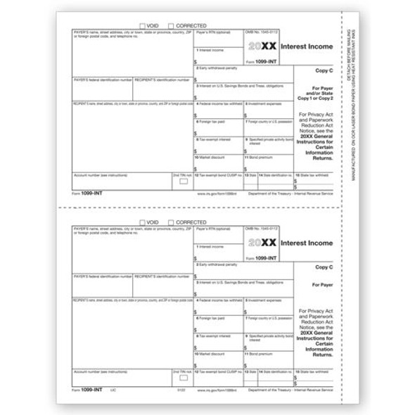 Laser 1099-INT Income, State Copy C