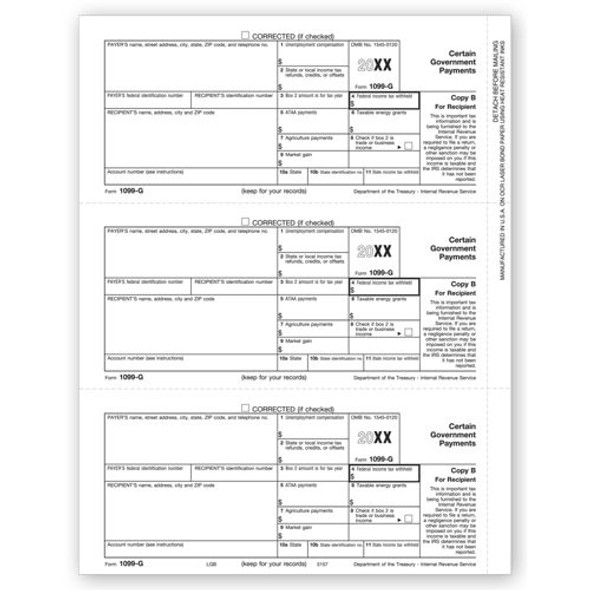 Laser 1099-G, Payer and/or Borrower Copy B