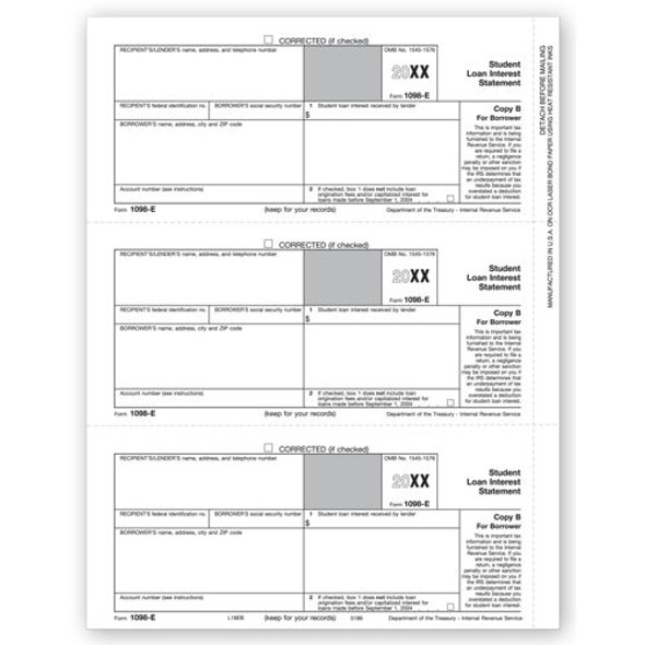 Laser 1098-E, Borrower Copy B