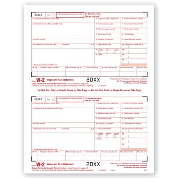 Laser W-2, Federal Copy A