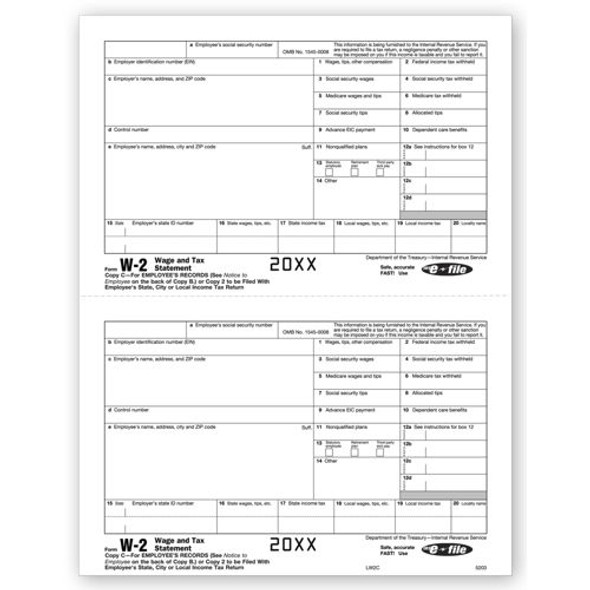 Laser W-2, Employee Copy 2/Copy C