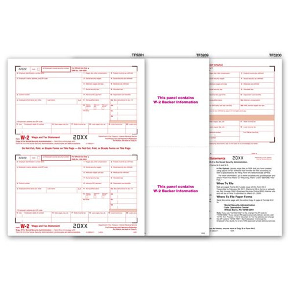 Blank Laser W-2 Set with Backer, 4-part