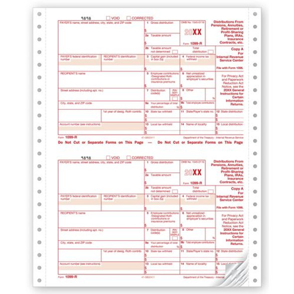 Continuous 1099-R, Carbonless, Dated