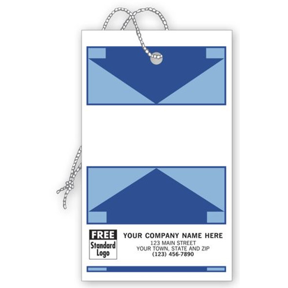 Weatherproof Tags, White w/Blue Arrow Design