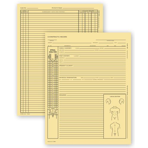 Chiropractic Exam Records, Spinal Diagram, Card File Fold