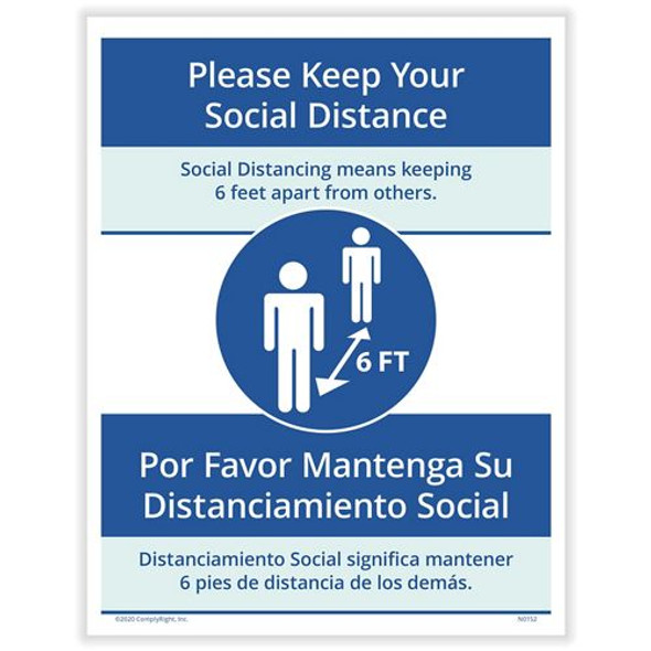 Social Distancing - 6 Feet Apart Posting (Bilingual) 3-Pack