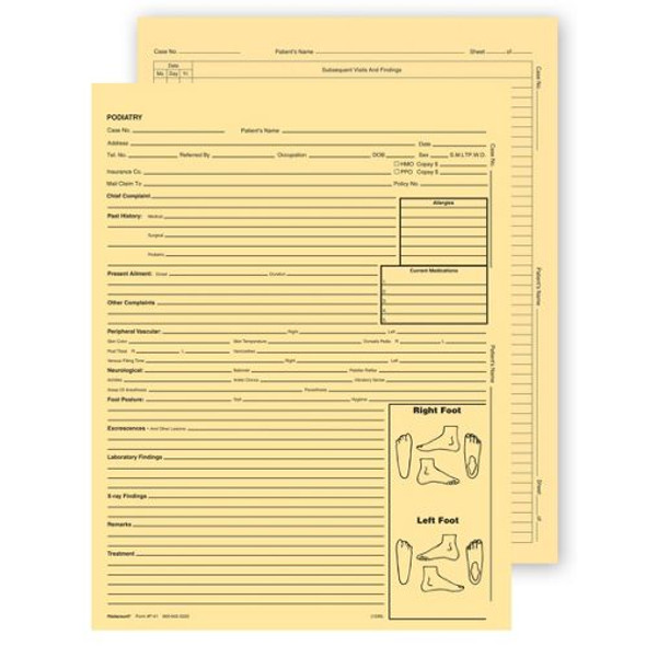 Podiatry Exam Record Form, Without Account Record