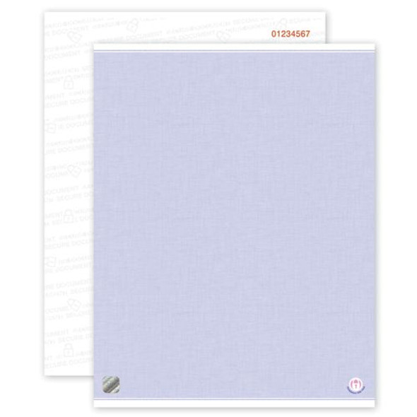 High Security Paper Blue, Blank Sheets, Numbered High Security Paper Blue, Blank Sheets, Numbered