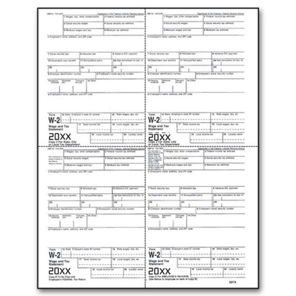 4-Up Laser W-2, Employee Copy, M-Style, Bulk